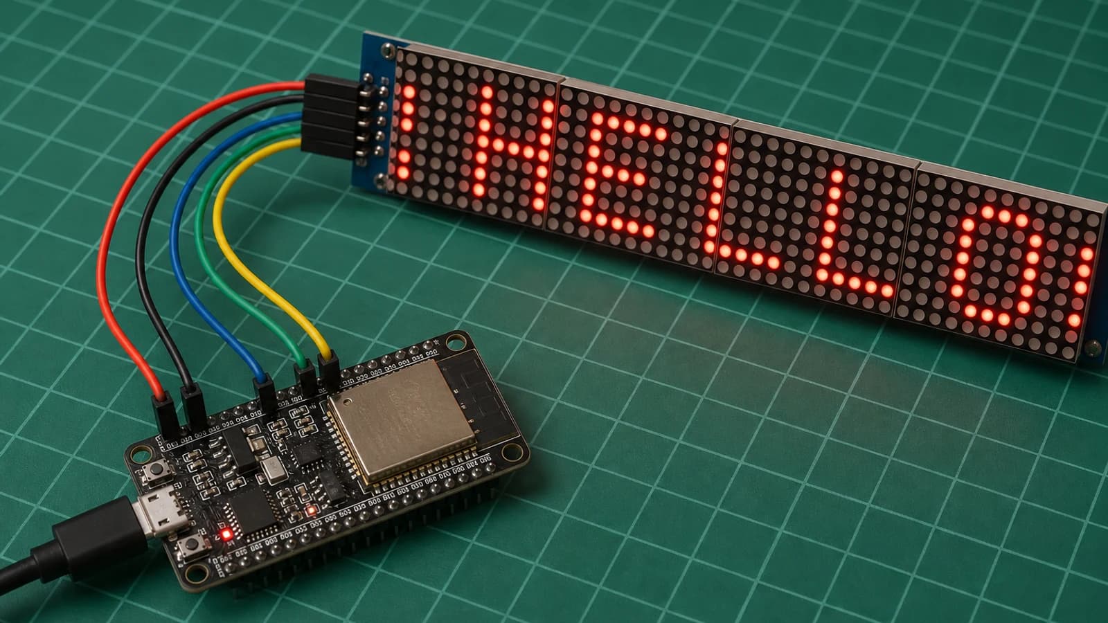 How to Build a Scrolling LED Matrix Message Board with ESP32