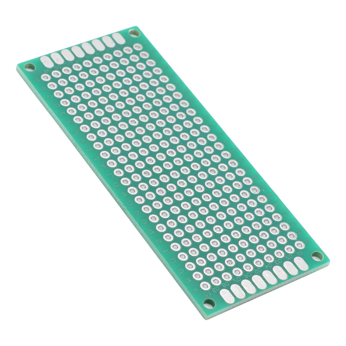 A small double-sided proto board, the kind used as a rigid backing for the clip.