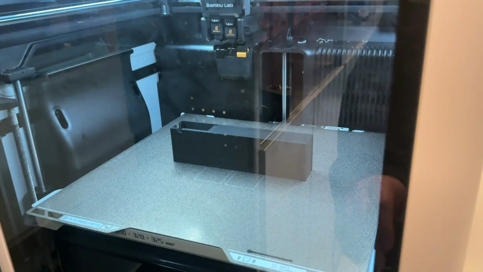 The case coming off the 3D printer.