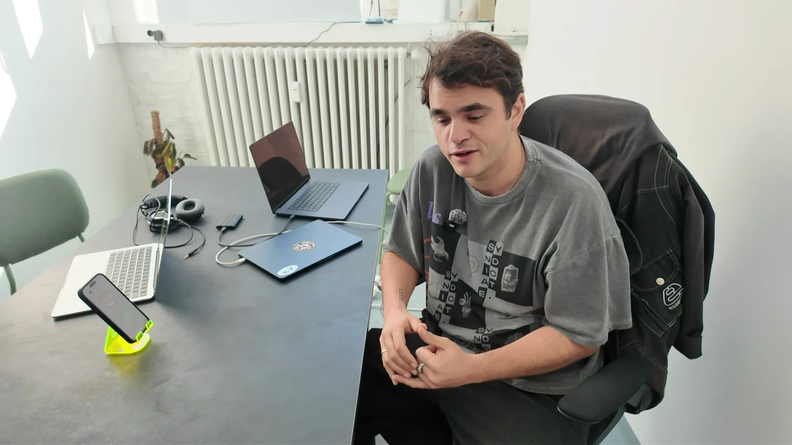Max on the video call, asking for the world's first webhook gong.
